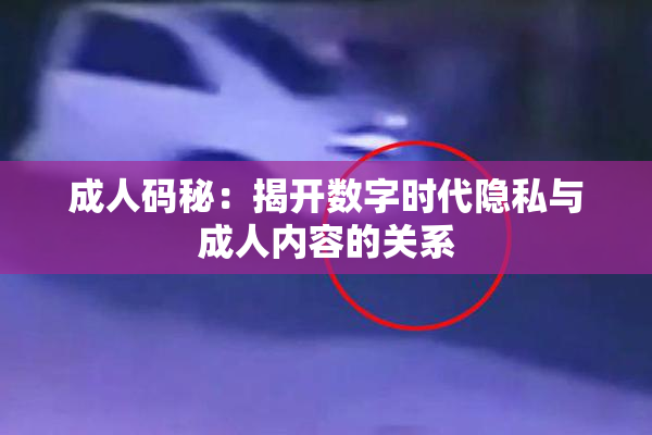 成人码秘：揭开数字时代隐私与成人内容的关系