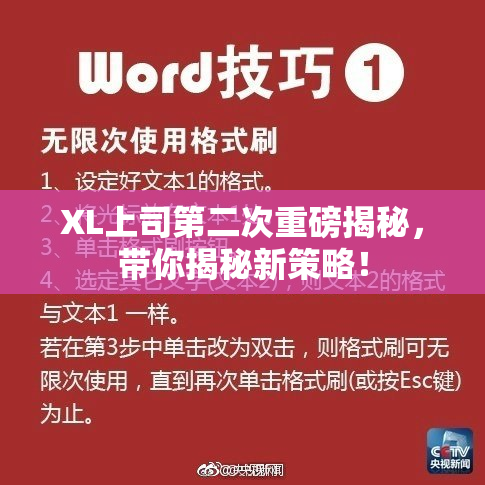 XL上司第二次重磅揭秘，带你揭秘新策略！
