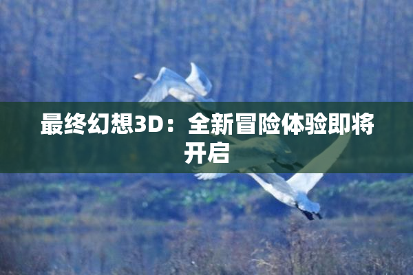 最终幻想3D：全新冒险体验即将开启