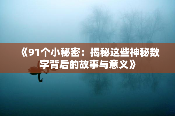 《91个小秘密：揭秘这些神秘数字背后的故事与意义》