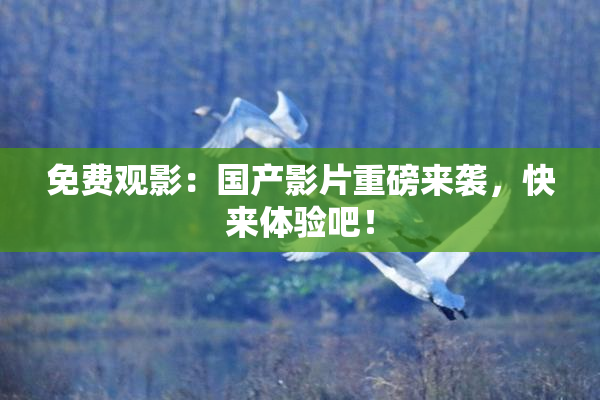 免费观影：国产影片重磅来袭，快来体验吧！