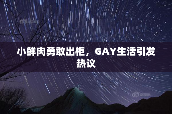 小鲜肉勇敢出柜，GAY生活引发热议