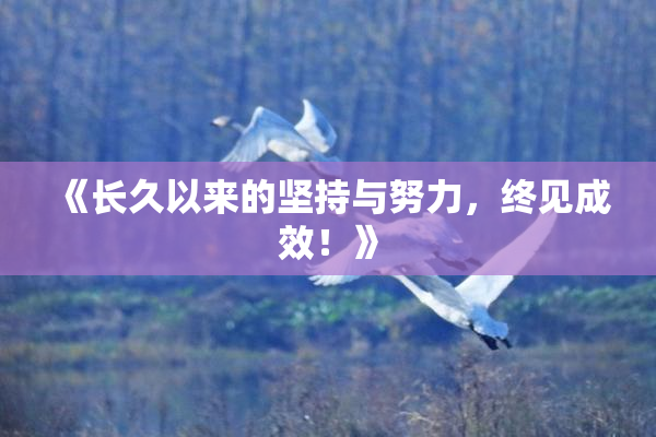 《长久以来的坚持与努力，终见成效！》
