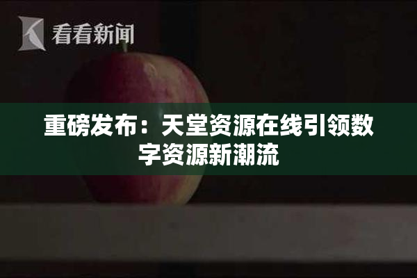 重磅发布：天堂资源在线引领数字资源新潮流
