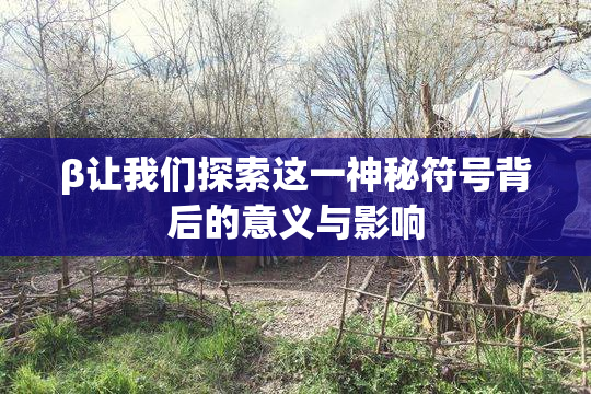 β让我们探索这一神秘符号背后的意义与影响