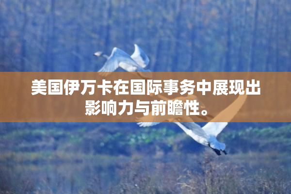美国伊万卡在国际事务中展现出影响力与前瞻性。