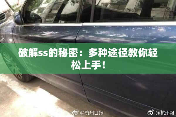 破解ss的秘密：多种途径教你轻松上手！