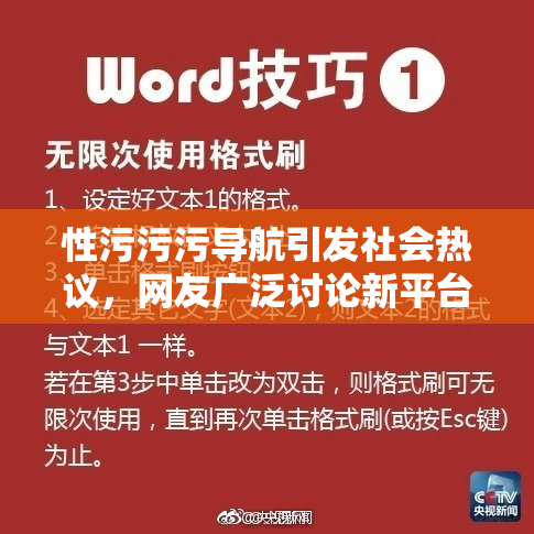 性污污污导航引发社会热议，网友广泛讨论新平台影响