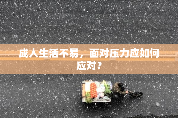 成人生活不易，面对压力应如何应对？