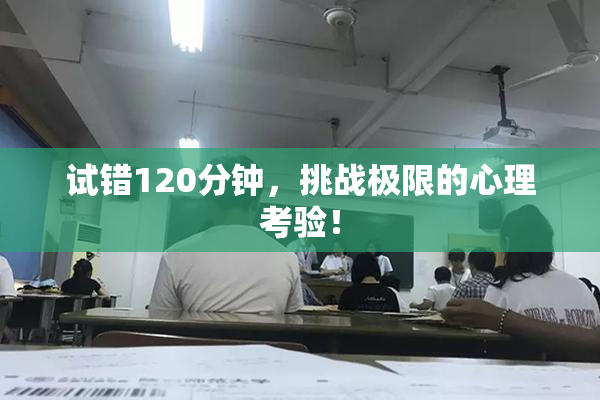 试错120分钟，挑战极限的心理考验！