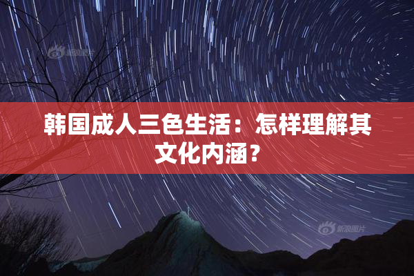 韩国成人三色生活：怎样理解其文化内涵？