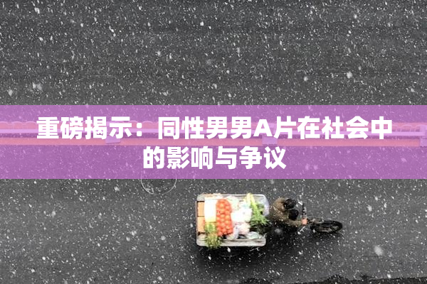 重磅揭示：同性男男A片在社会中的影响与争议