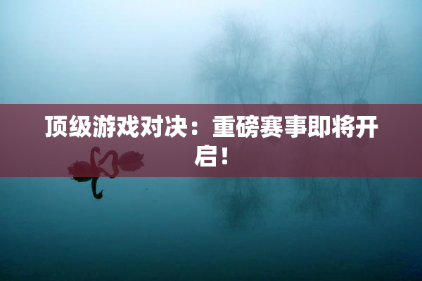 顶级游戏对决：重磅赛事即将开启！